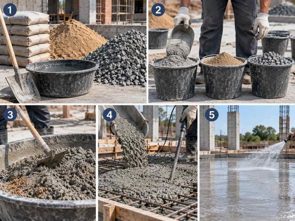 Cách trộn bê tông thủ công