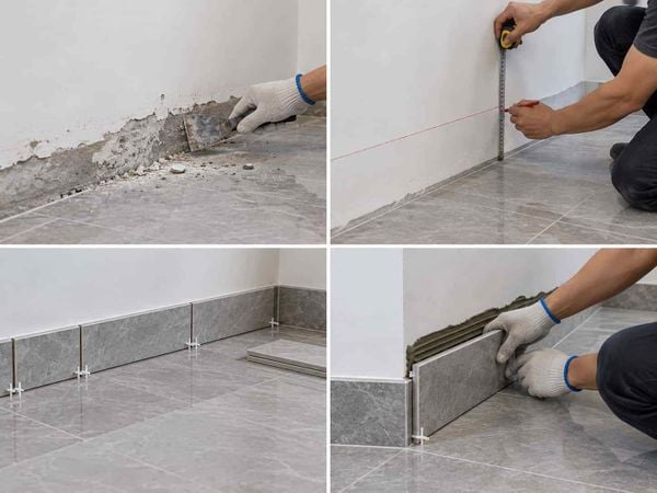 Cách ốp gạch chân tường