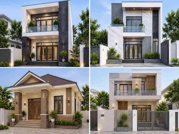 Cách phối màu gạch ốp tường mặt tiền