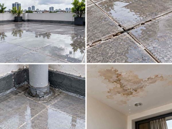 Vì sao sân thượng đã lát gạch vẫn bị thấm