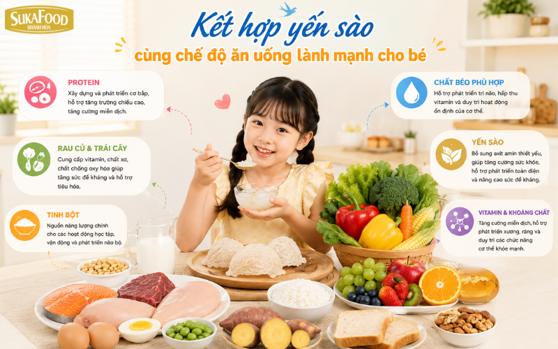 Kết hợp yến sào vào chế độ ăn của trẻ