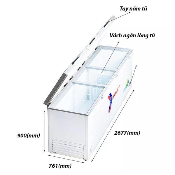 Tủ đông cũ Sanaky VH-1199HY được thiết kế có 1 ngăn đông, 3 hộc có của mở, dung tích sử dụng lớn, phù hợp cho việc kinh doanh nhà hàng, quán ăn