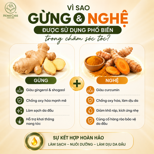 Vì sao gừng và nghệ được sử dụng phổ biến trong chăm sóc tóc?