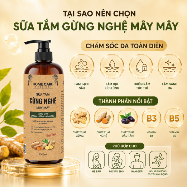 Lý do nào khiến nhiều mẹ bầu lựa chọn Sữa tắm Gừng Nghệ Mây Mây?