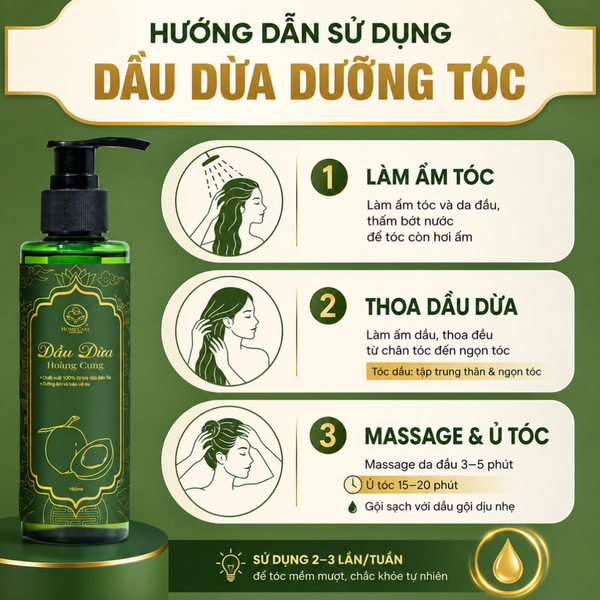 Hướng dẫn sử dụng dầu dừa dưỡng tóc hiệu quả tại nhà