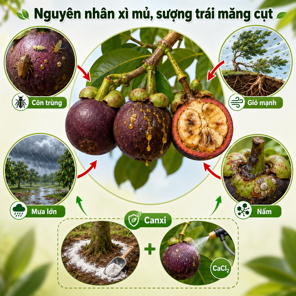 Nguyên nhân gây xì mủ, sượng trái măng cụt