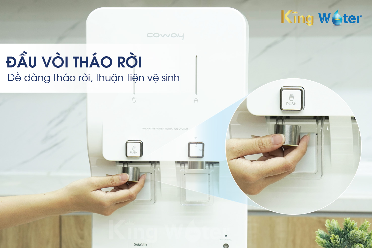 Coway CHP-260L có 2 vòi độc lập tương ứng 3 chế độ