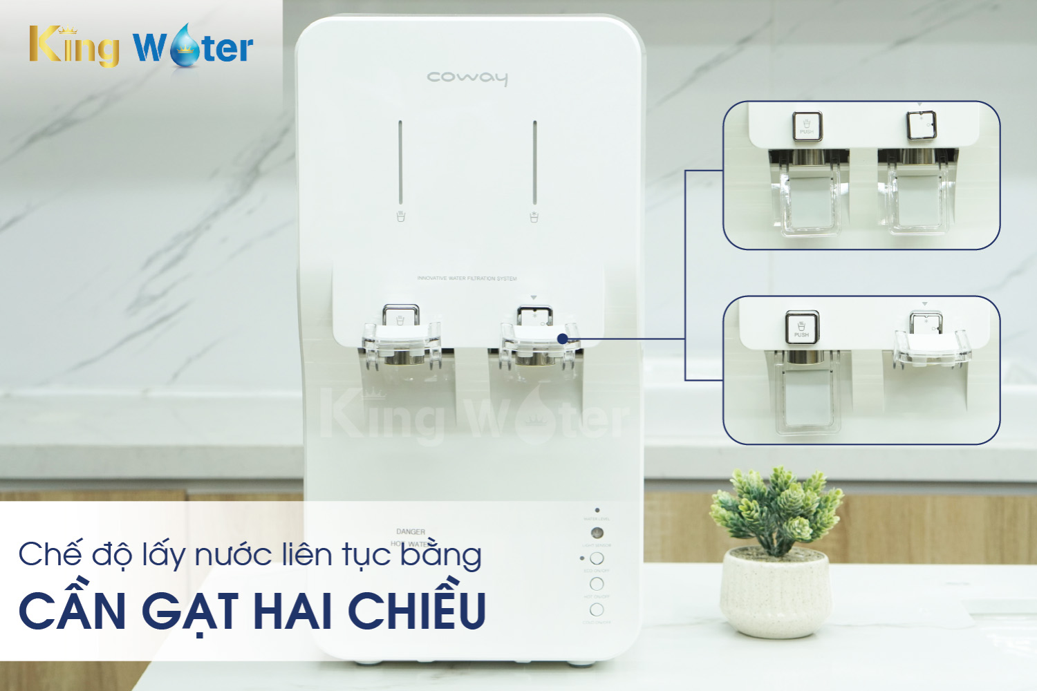 Cần gạt 2 chiều có thể nâng lên cố định lấy nước liên tục