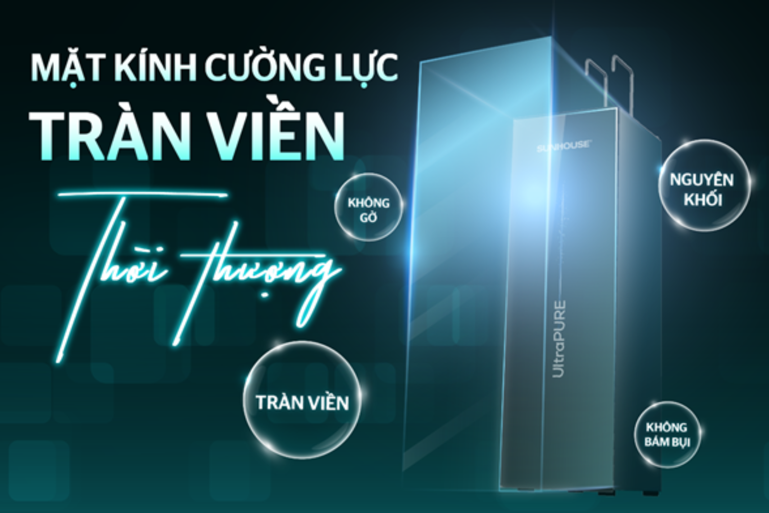 Sunhouse SHA76210KL có thiết kế với mặt kính cường lực tràn viền hiện đại