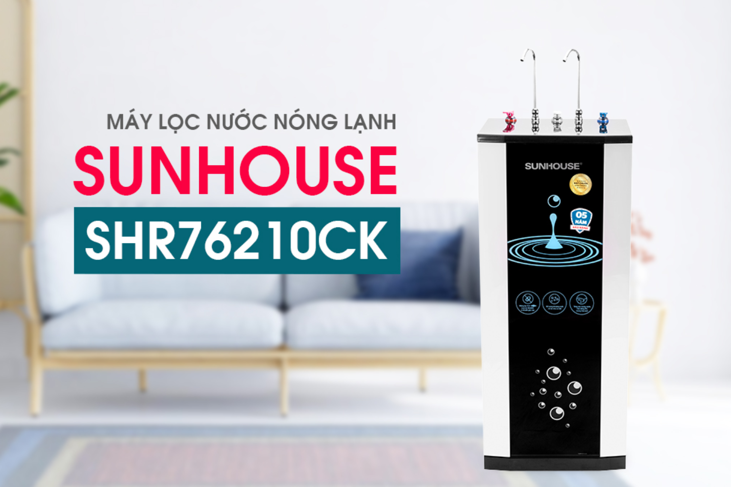 Máy lọc nước nóng lạnh Sunhouse SHR76210CK sở hữu hình dạng tủ đứng