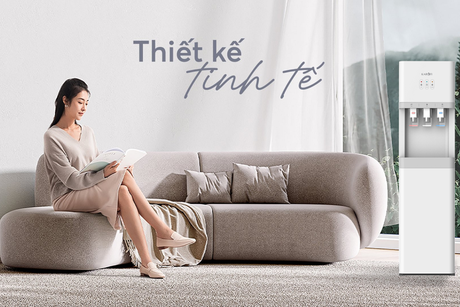 Cây nước nóng lạnh Karofi HCV208 có dạng tủ đứng với gam màu trắng tinh tế