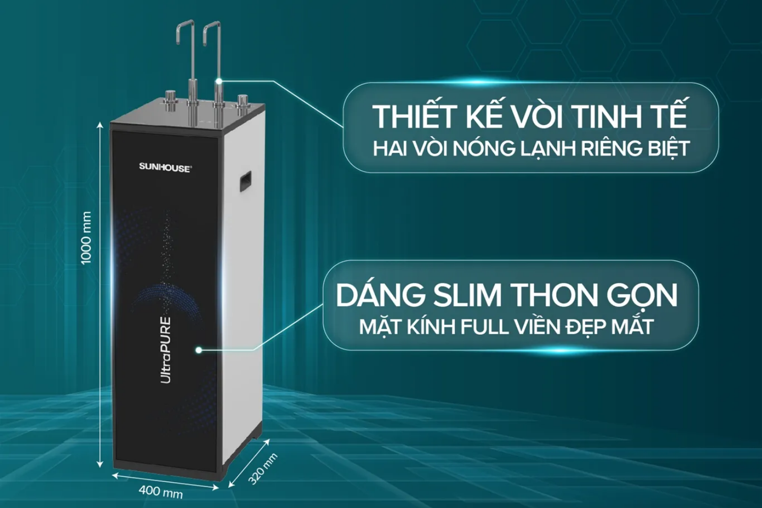 Máy lọc nước Sunhouse SHA76622KL sở hữu thiết kế tinh gọn