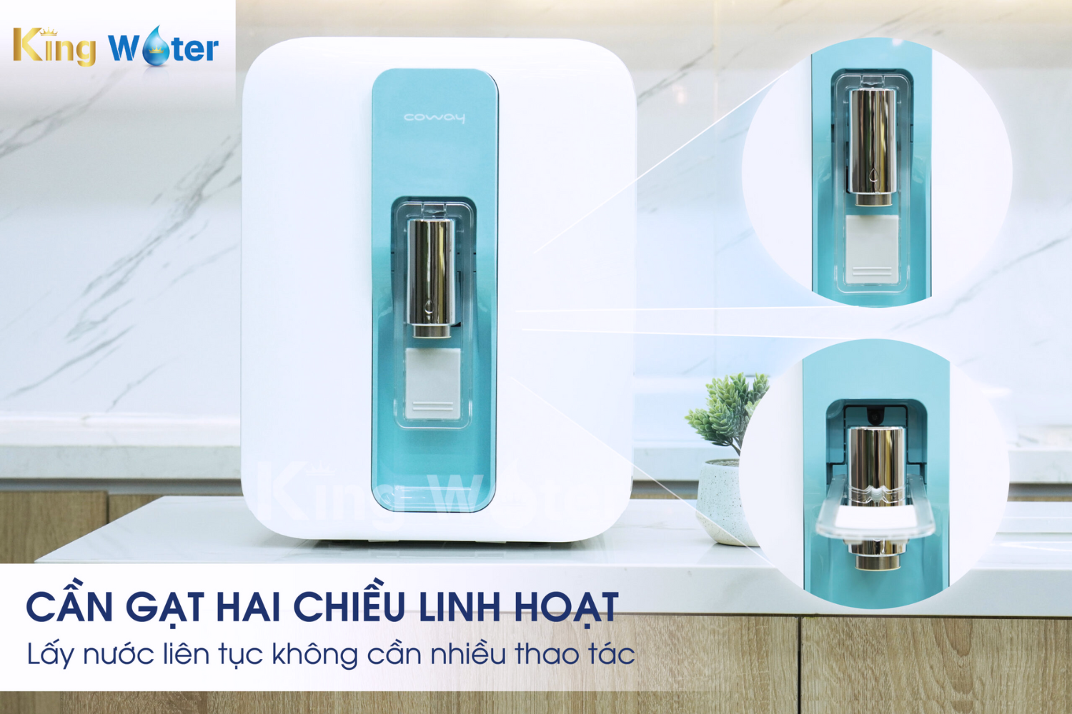 Cần gạt 2 chiều có thể nâng lên cố định để lấy nước liên tục