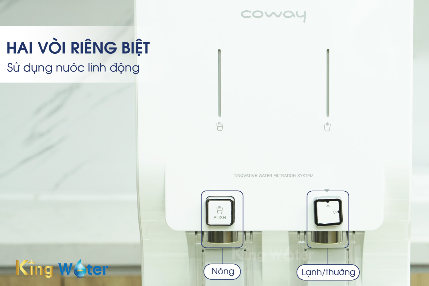 Coway CHP-260L có 2 vòi độc lập tương ứng 3 chế độ