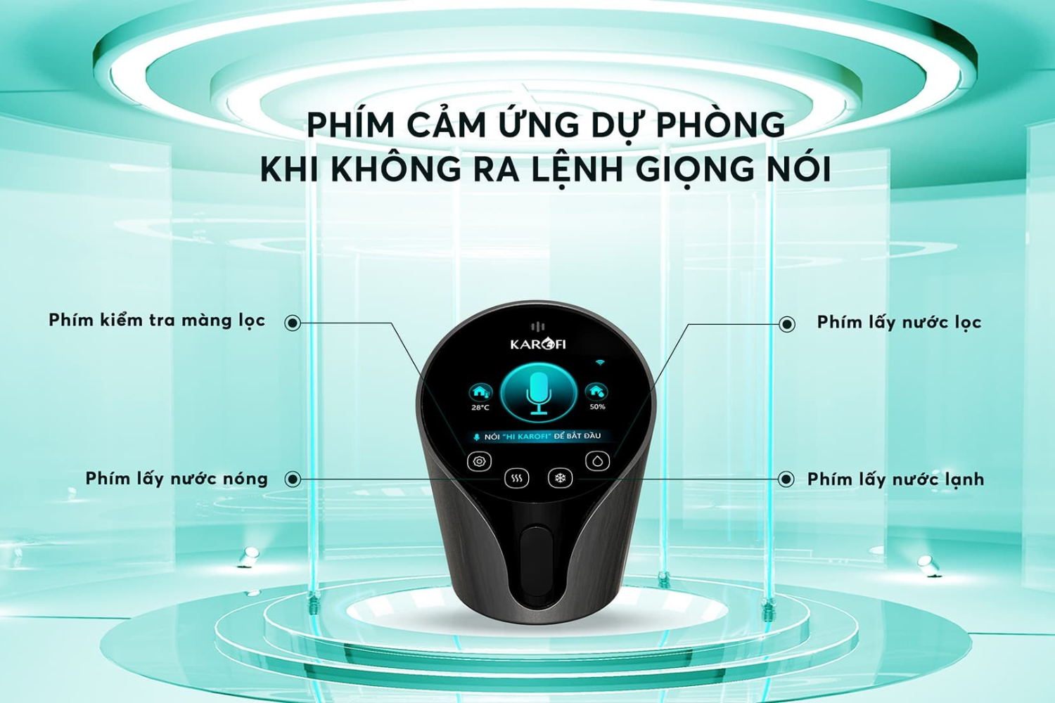 Máy lọc nước Karofi KAD-N91 được trang bị điều khiển cảm ứng chạm nhẹ