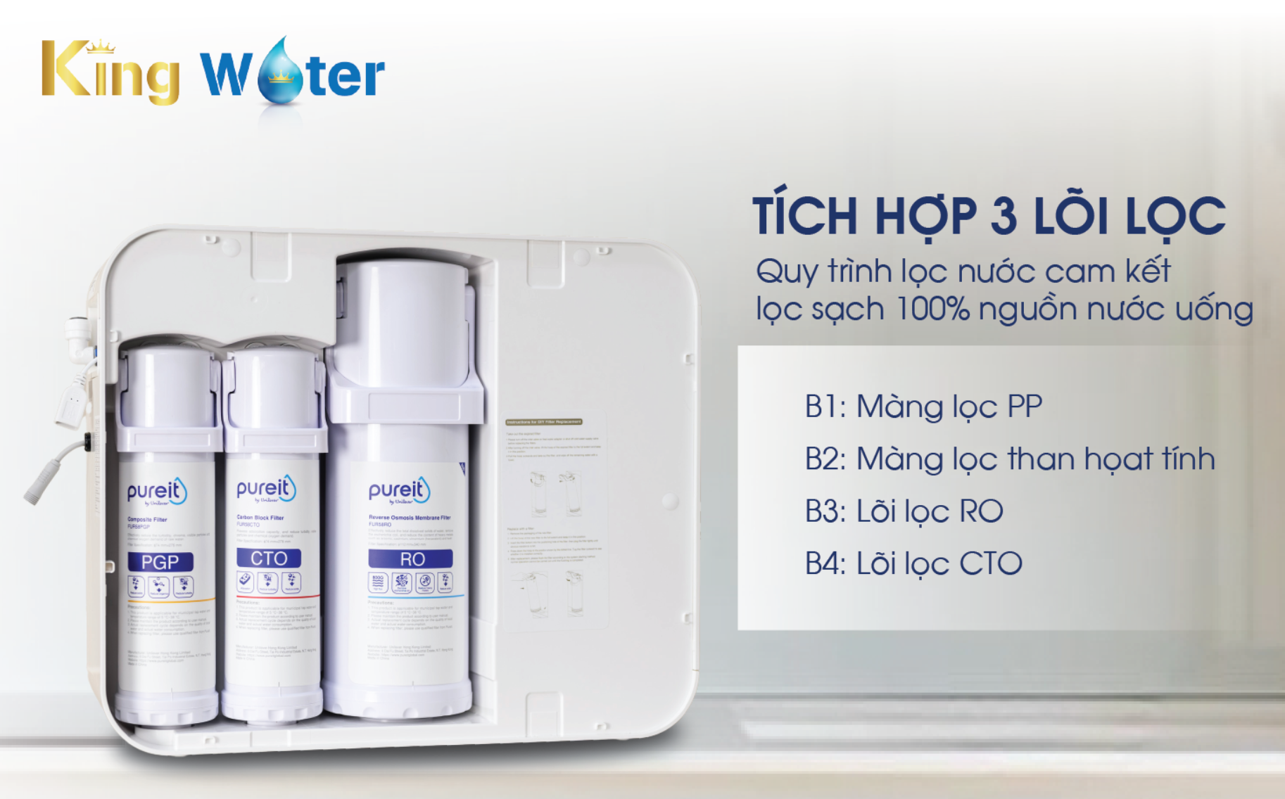 Pureit Delica UR5440 cam kết quy trình lọc nước lọc sạch 100% nguồn nước sống