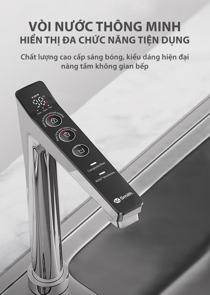 Màn hình LED trên vòi nước của Aosmith LUX-AOU800HOT