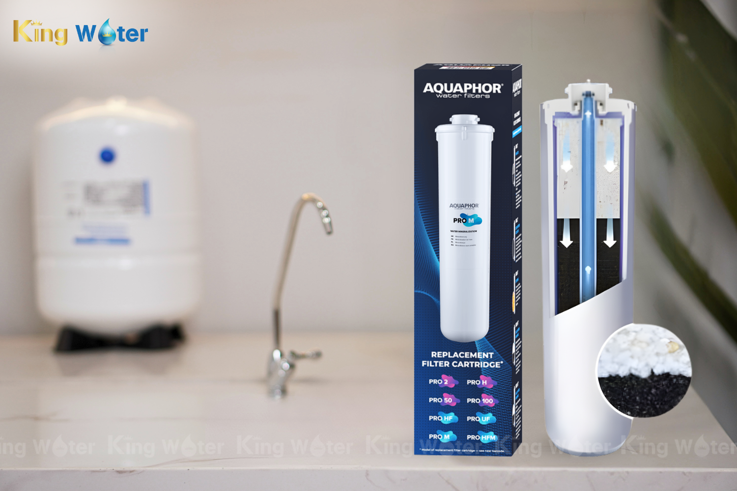 Lõi Pro M có nhiệm vụ bổ sung khoáng chất có lợi như Ca²⁺ và Mg²⁺