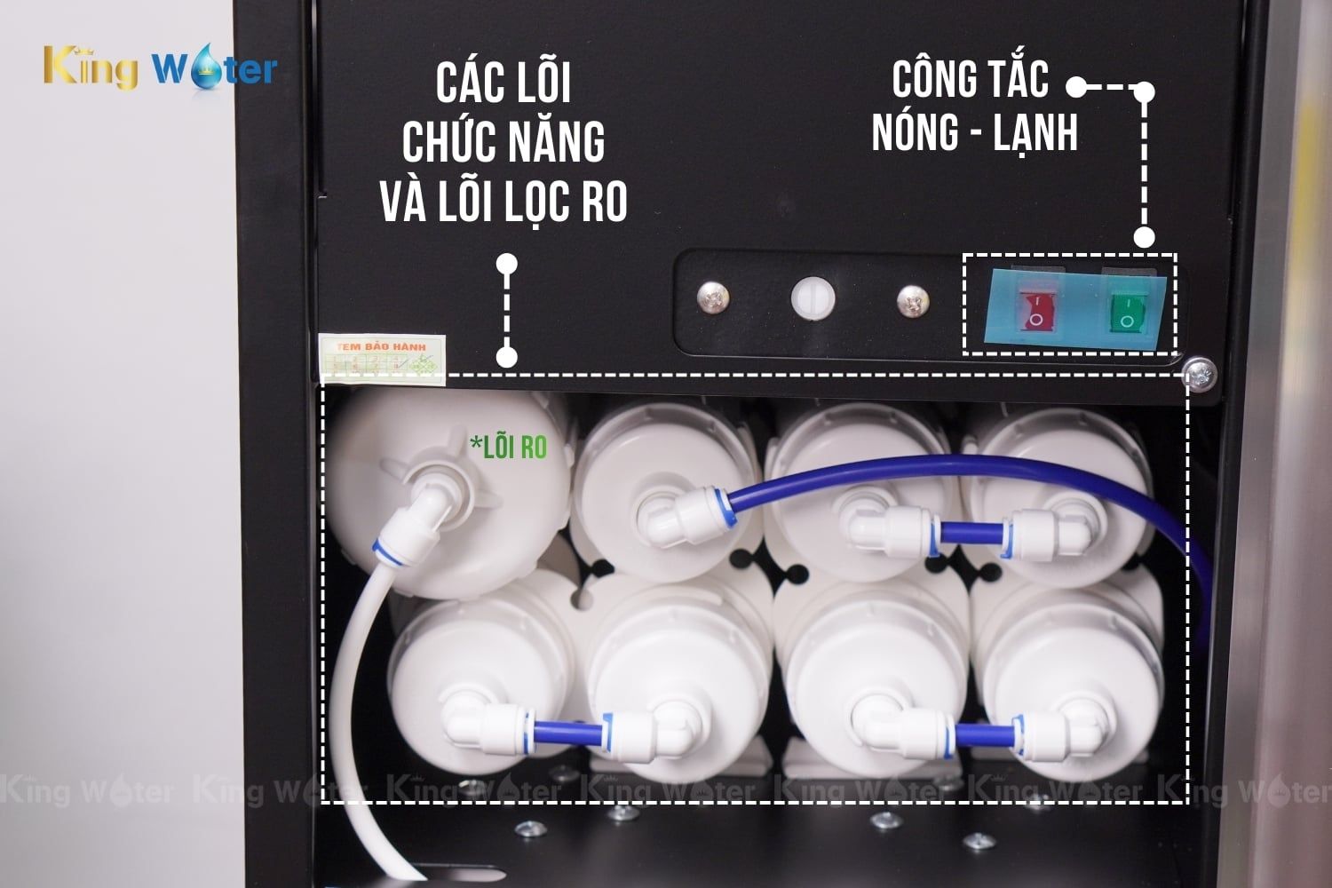 Các lõi chức năng và lõi RO của máy lọc nước nóng lạnh Kangaroo KG12A8