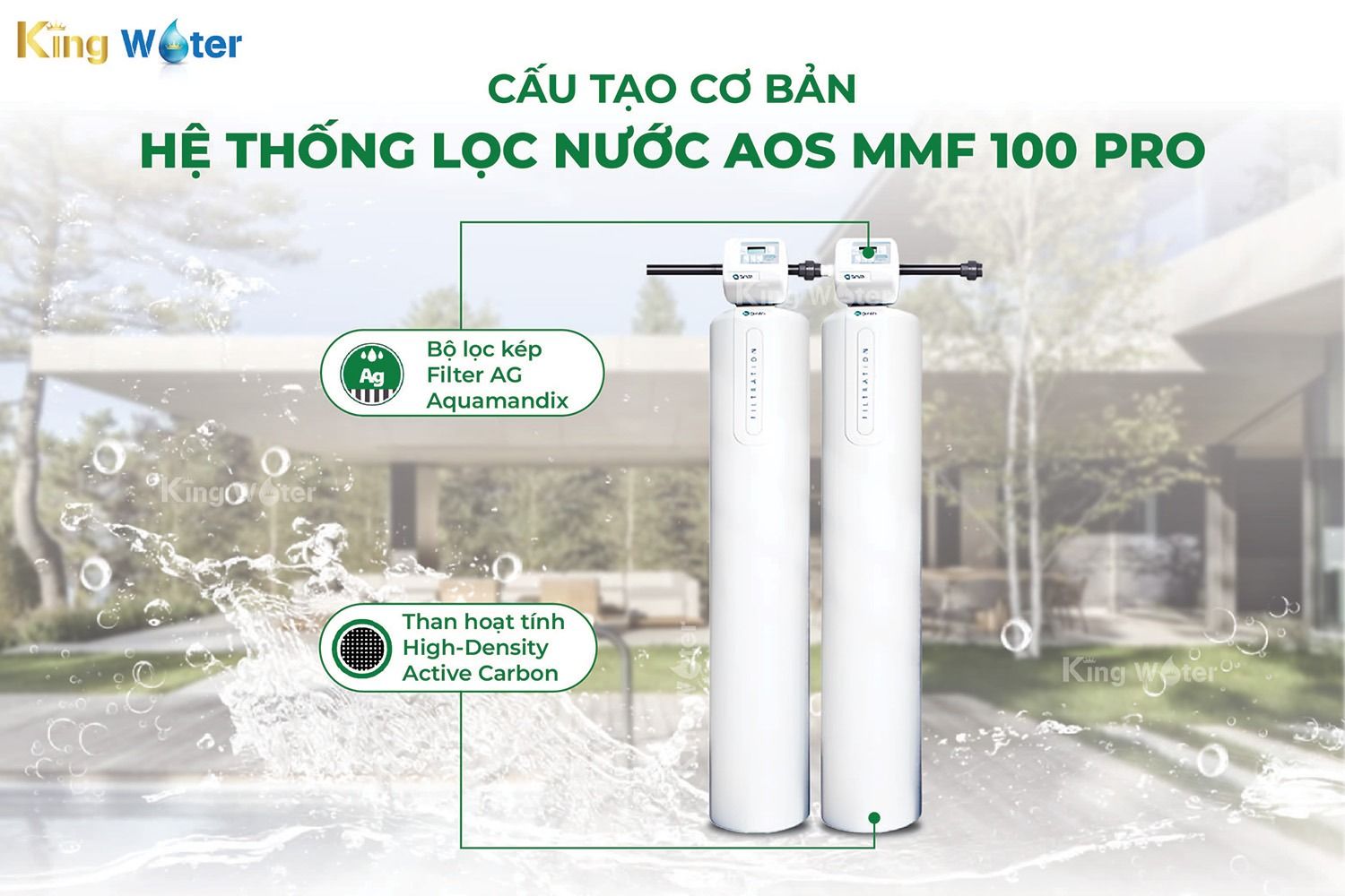 Lọc tổng AO Smith AOS MMF 100 Pro với kết cấu gọn nhẹ giúp tối ưu diện tích