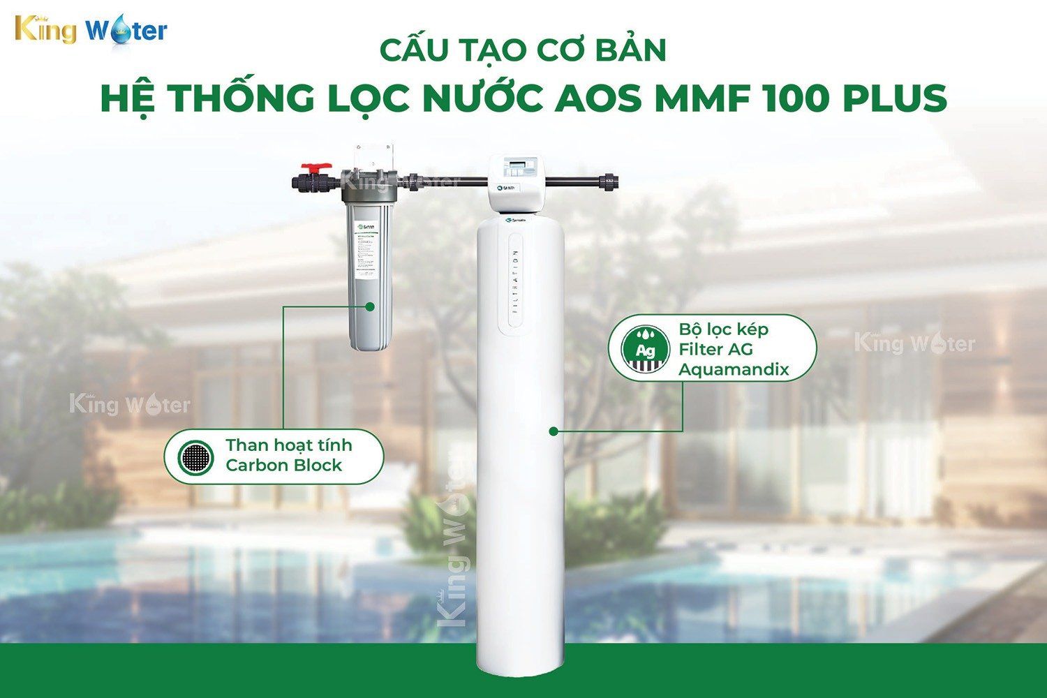 Máy lọc nước đầu nguồn A.O. Smith AOS MMF 100 Plus với kết cấu nhỏ gọn, hiện đại