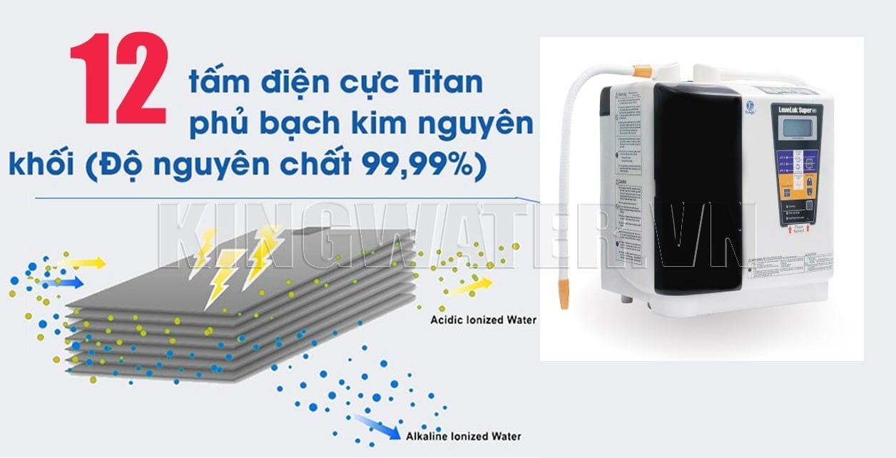 Máy Kangen Super 501 sở hữu bộ điện cực bao gồm 12 tấm điện cực công suất cao