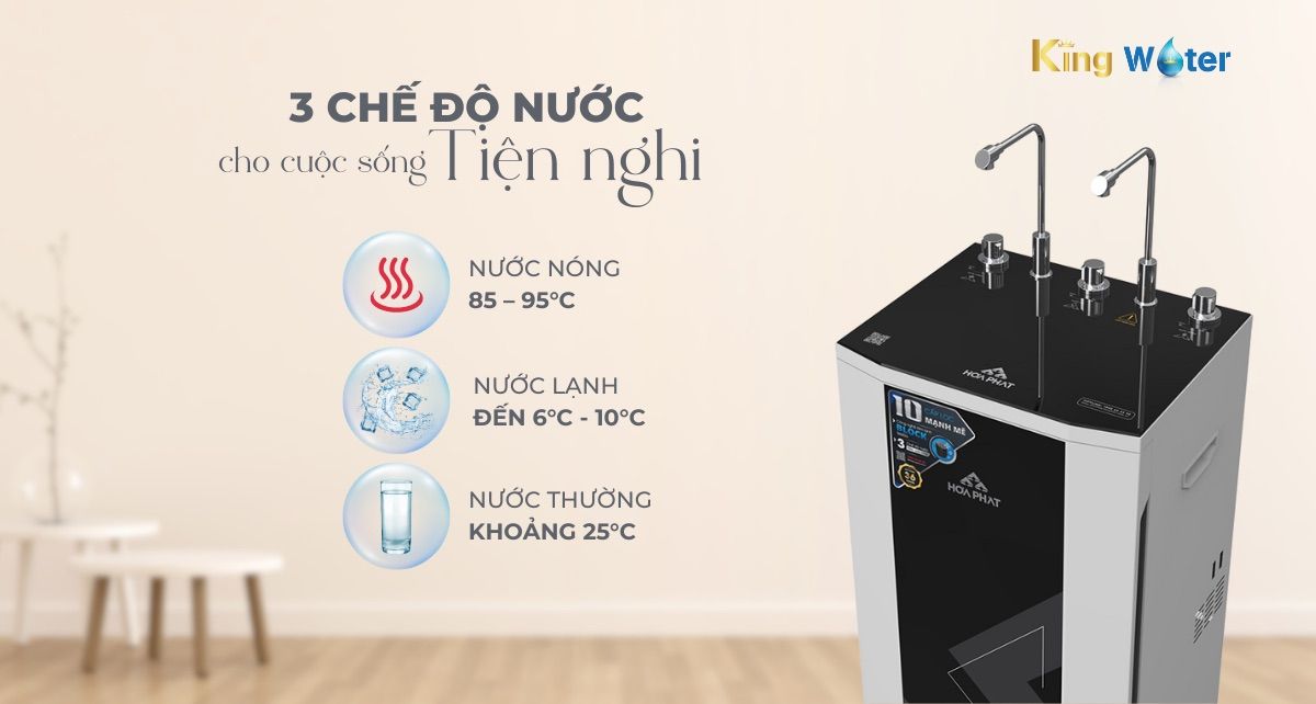 Công suất lọc mạnh mẽ, cho 3 chế độ nước nóng, lạnh, nguội