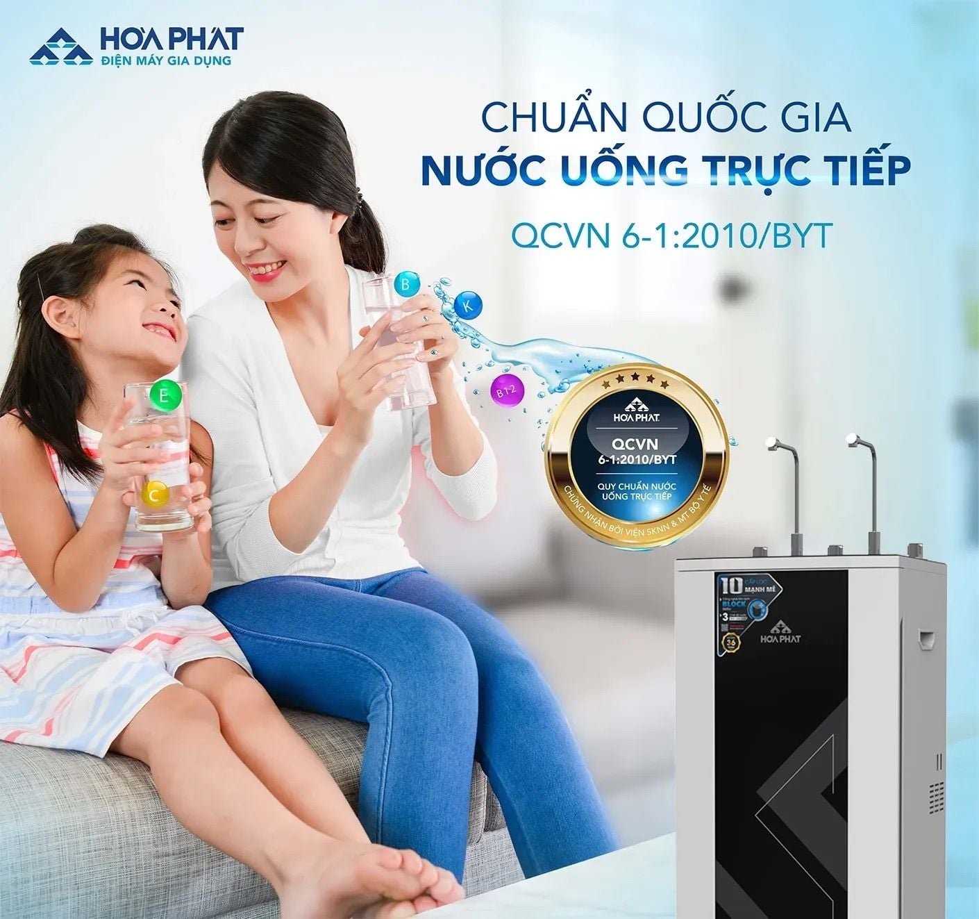 Hòa Phát HPN638 đạt chuẩn nước uống tinh khiết của Bộ Y tế