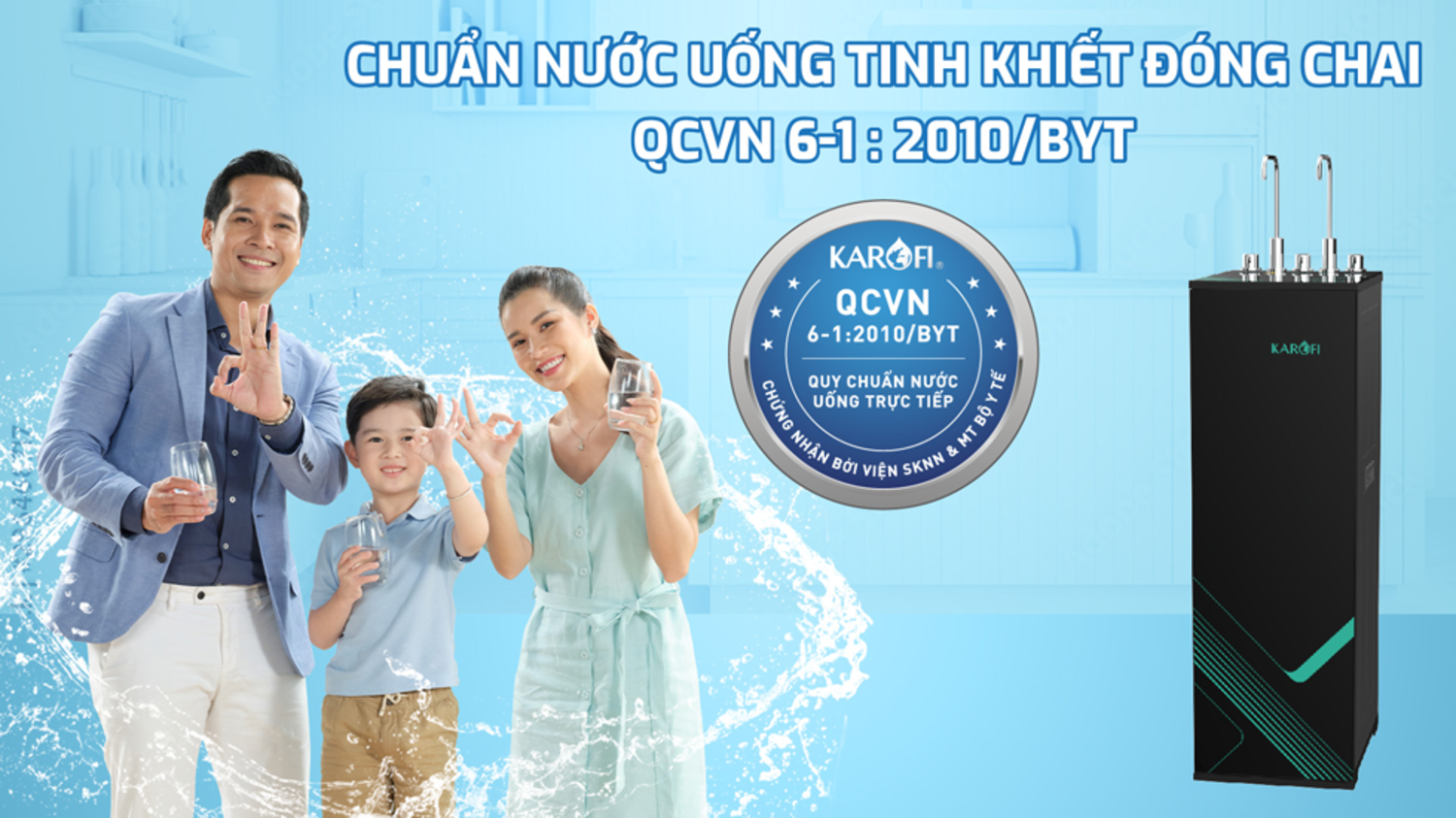 Máy lọc nước nóng lạnh Karofi KAD-M68 - Chuẩn nước uống tinh khiết đóng chai QCVN 6-1:2010 BYT