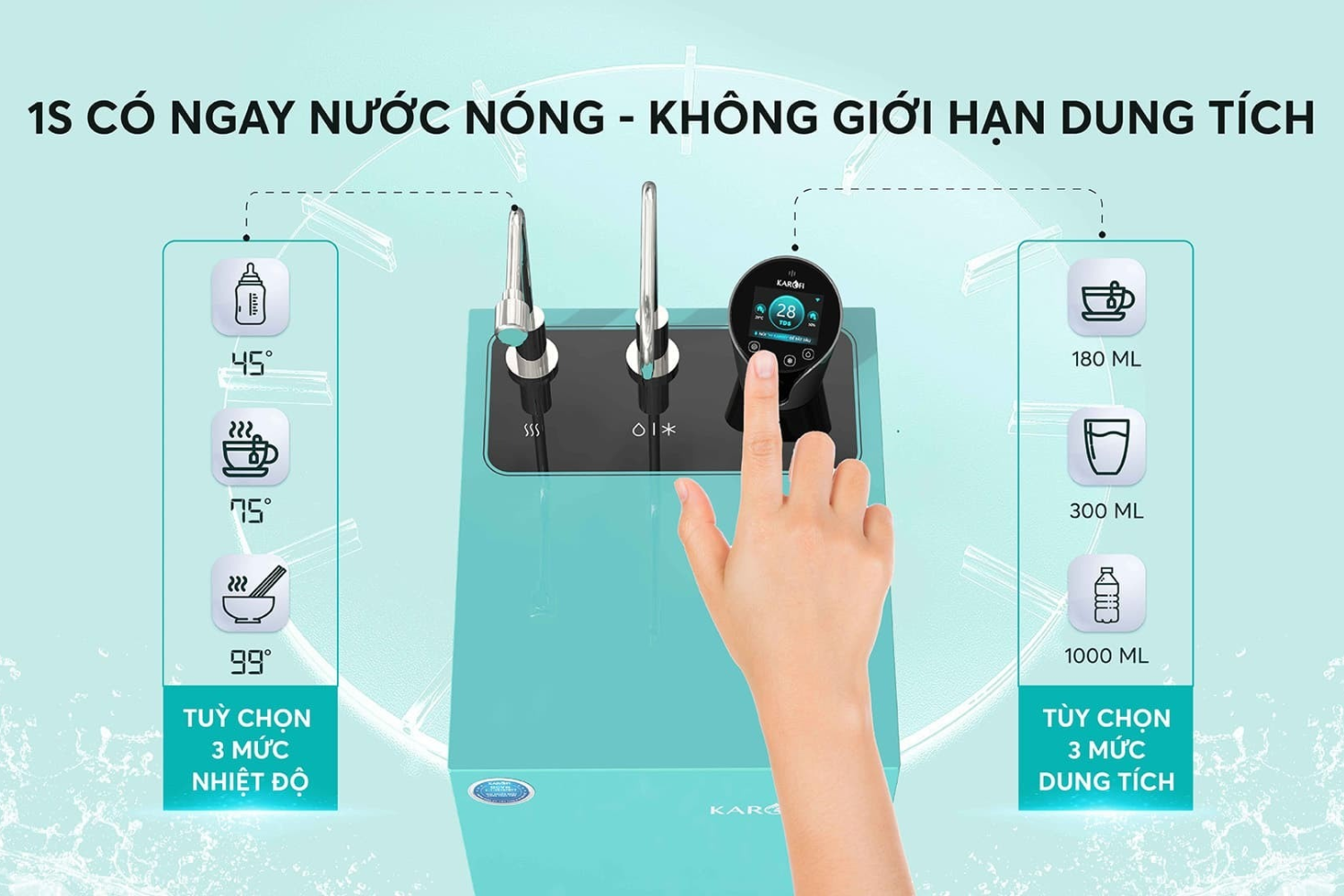 Hệ thống cảm biến nhiệt chính xác giúp không bị giảm nhiệt khi lấy nước nóng liên tục