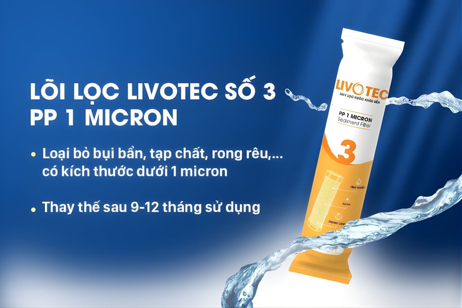 Lõi lọc thô Livotec số 3 có khả năng chống ăn mòn bởi axit và các tạp chất hóa học