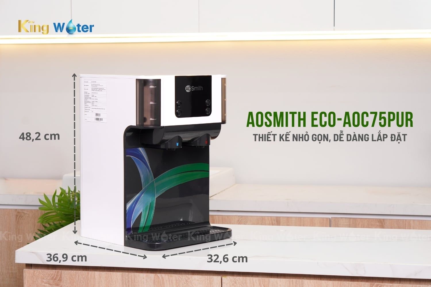Máy lọc nước Aosmith ECO-AOC75PUR thiết kế nguyên khối gọn gàng