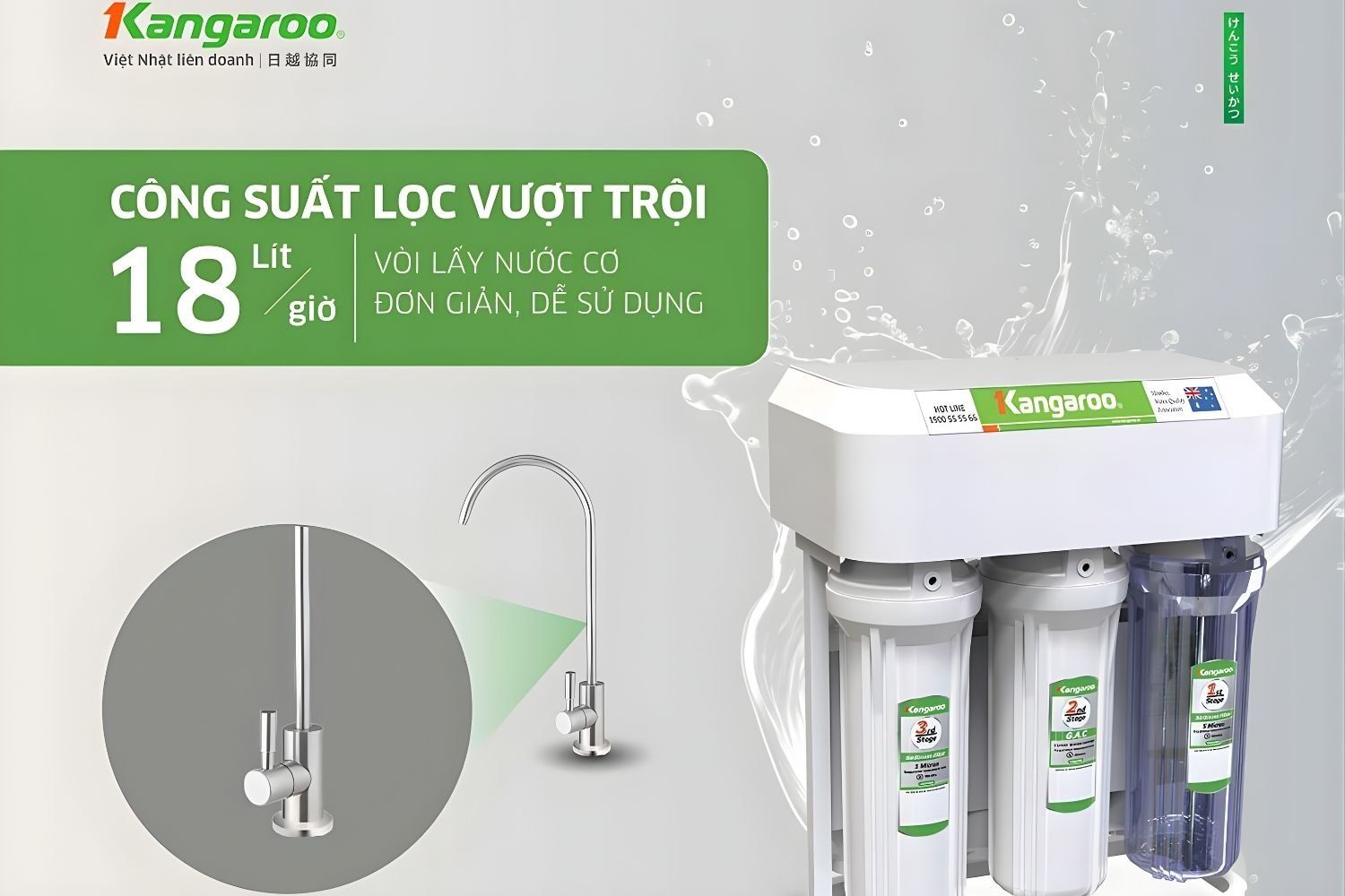 Công suất lọc vượt trội 18L/h