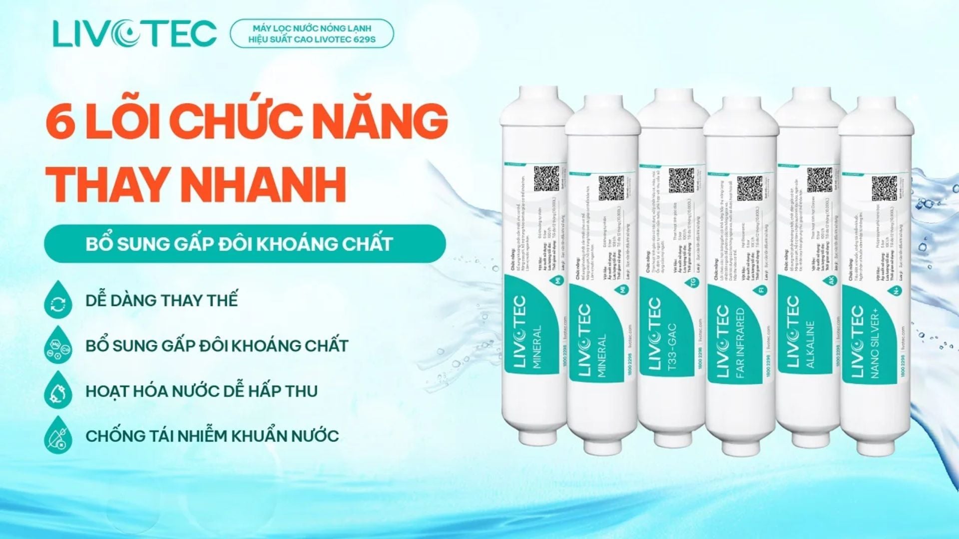 6 lõi lọc chức năng - Tăng cường khoáng chất