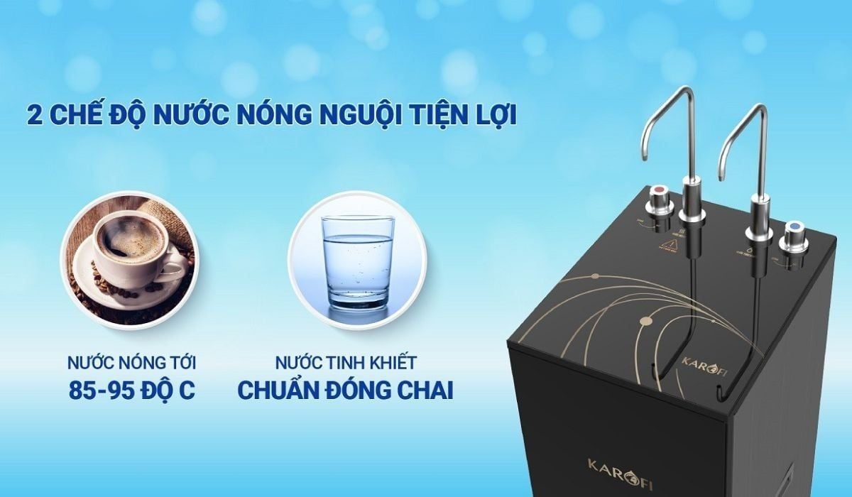 Máy lọc nước Karofi KAH-D15 sở hữu 2 chế độ nước Nóng - Nguội