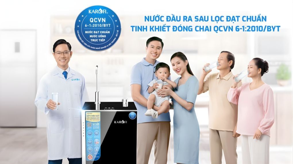 Nước sau lọc tại vòi đạt chuẩn nước uống tinh khiết đóng chai