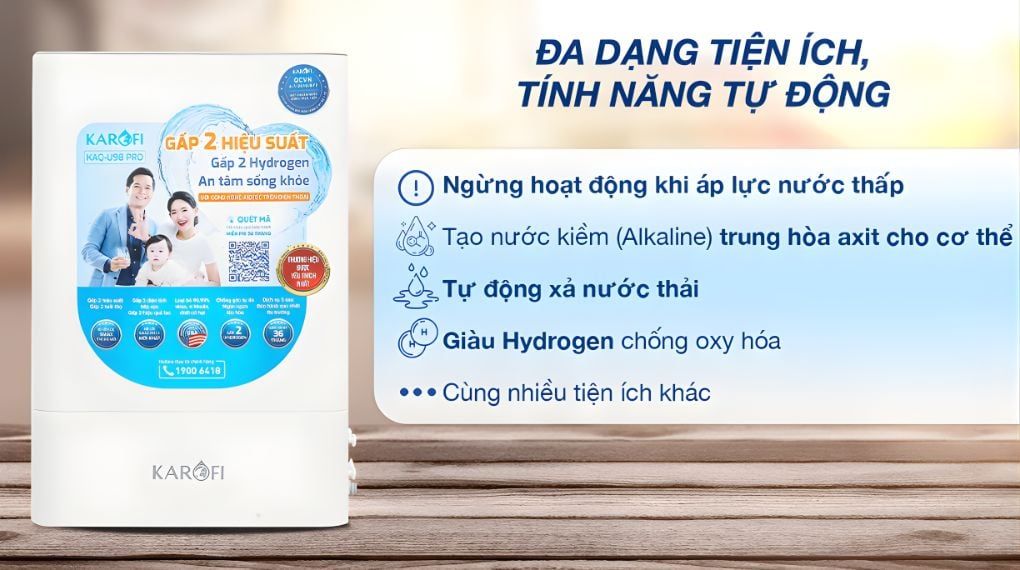Máy lọc nước RO Karofi KAQ-U98 PRO mang đến nhiều tiện ích thông minh