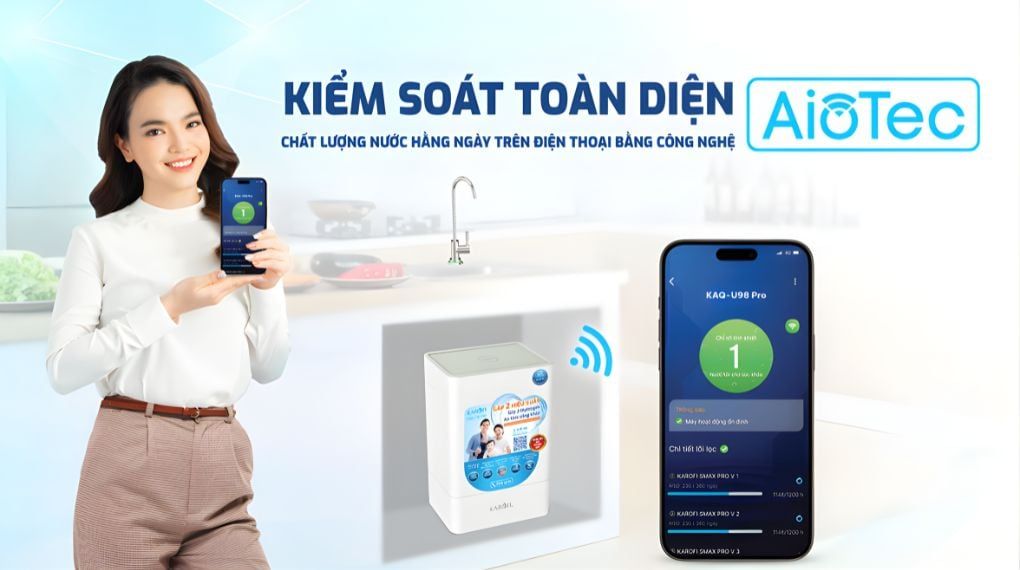 Tích hợp công nghệ AioTec kiểm soát chất lượng nước hàng ngày trên điện thoại