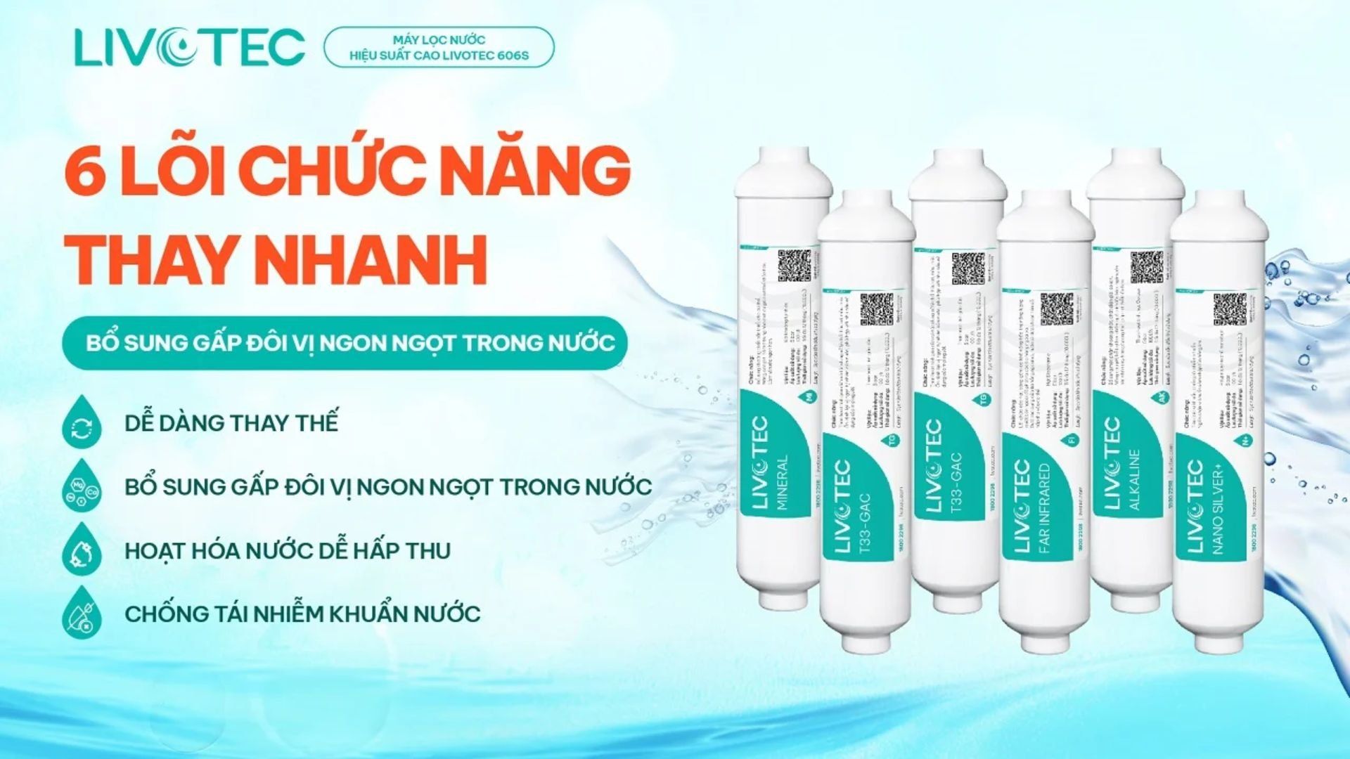 6 lõi lọc chức năng - Tăng cường khoáng chất