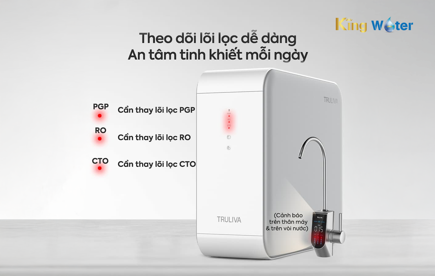 Máy lọc nước Truliva UR5840 cảnh báo thay lõi
