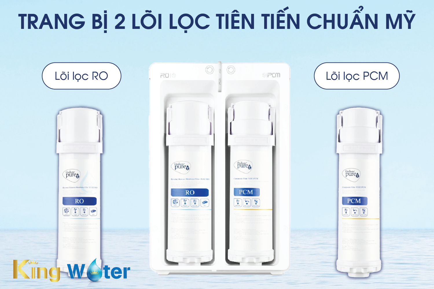 Máy được trang bị 2 lõi lọc tiên tiến chuẩn Mỹ