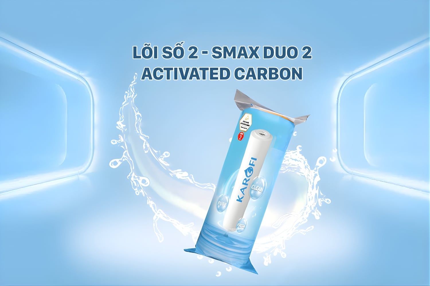 Lõi Smax Duo số 2 - Activated Carbon than hoạt tính hấp phụ mạnh mẽ clo dư, chất hữu cơ, mùi hôi