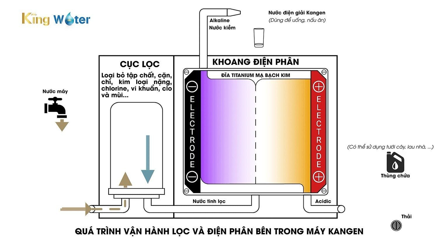 Quá trình vận hành máy ion kiềm điện giải Kangen LeveLuk SD501