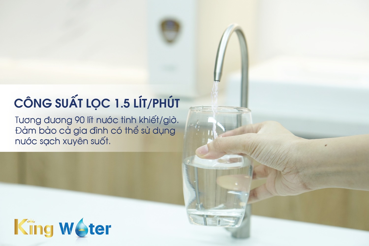 Công suất lọc siêu nhanh 1.5 lít nước/phút