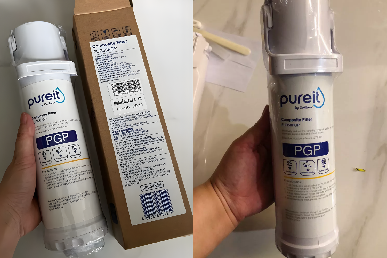 Thông tin kỹ thuật lõi lọc PGP 3in1 Pureit Delica UR5840