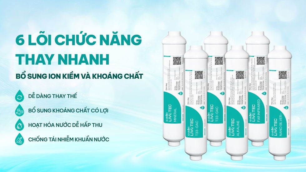 6 lõi chức năng cao cấp giúp tăng thêm khoáng chất cho nước