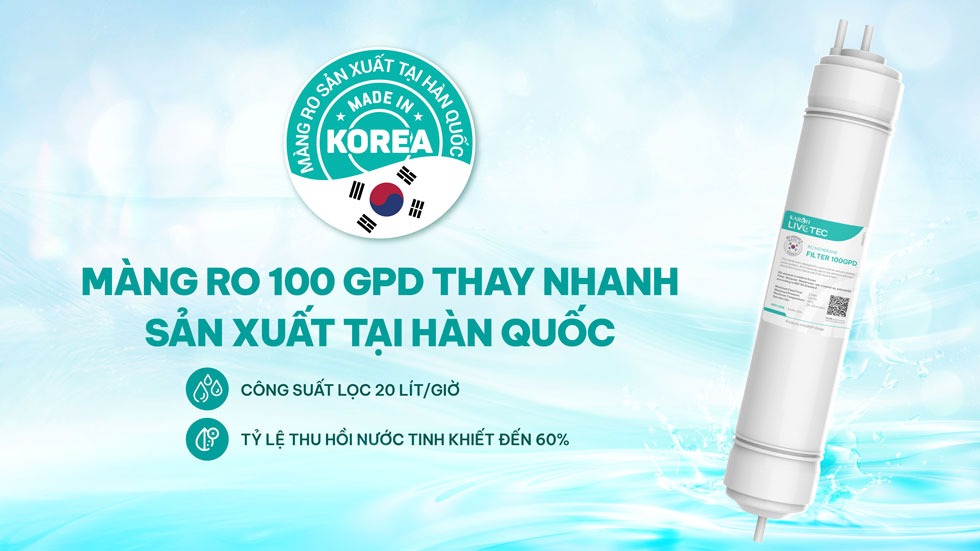 Màng lọc RO 100 GPD thay nhanh sản xuất tại Hàn Quốc