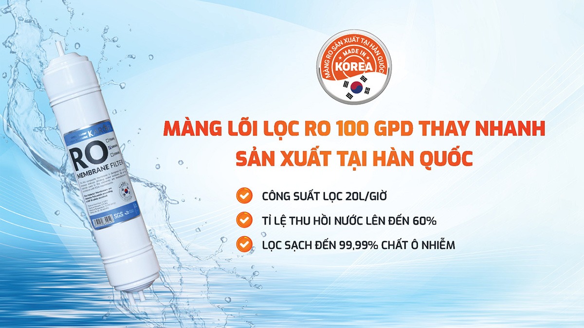 Công nghệ lọc RO tiên tiến sản xuất tại Hàn Quốc