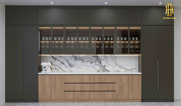 Tủ bếp hiện đại gỗ công nghiệp Hoàng Đạt - TBG001