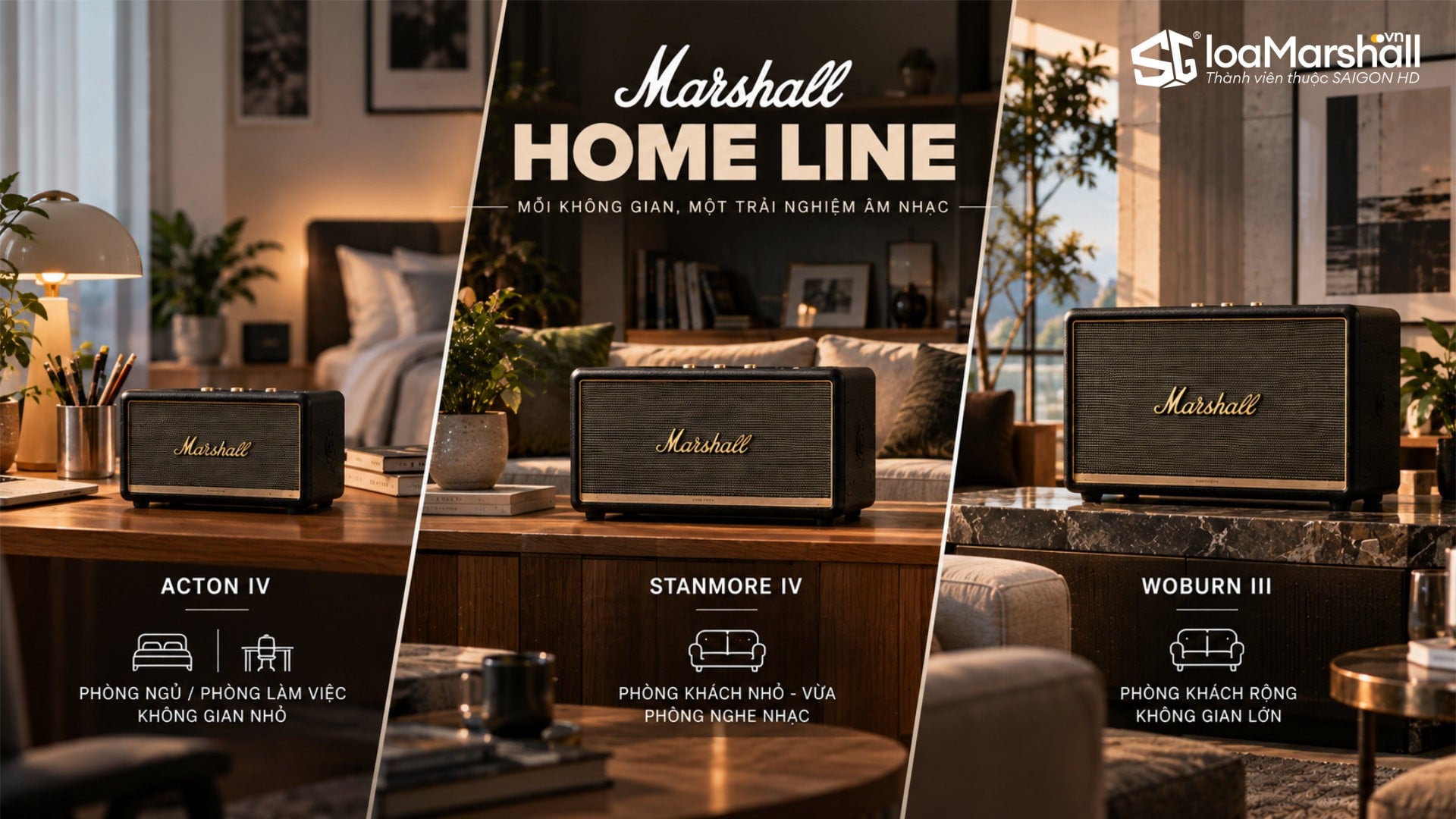 Bảng so sánh loa Bluetooth để bàn Marshall Acton IV - Stanmore IV - Woburn III